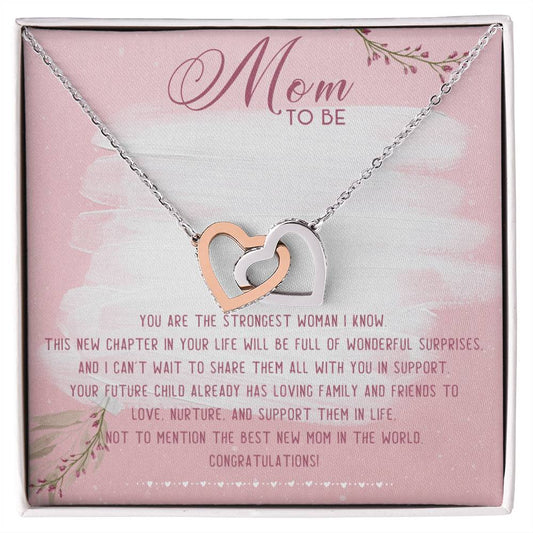 Mom To Be Interlocking Hearts Necklace Message Card