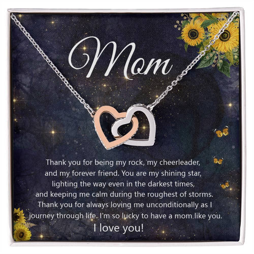 Thank You Mom Interlocking Hearts Necklace