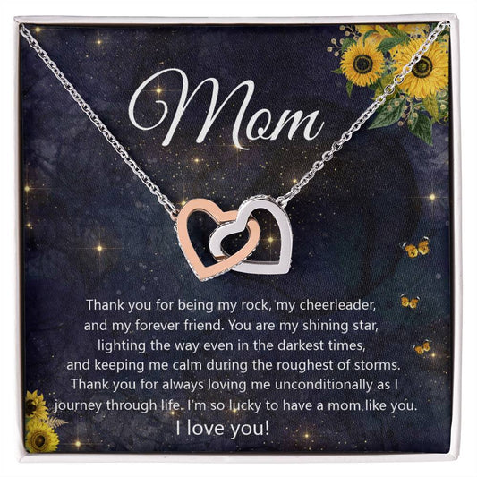Thank You Mom Interlocking Hearts Necklace
