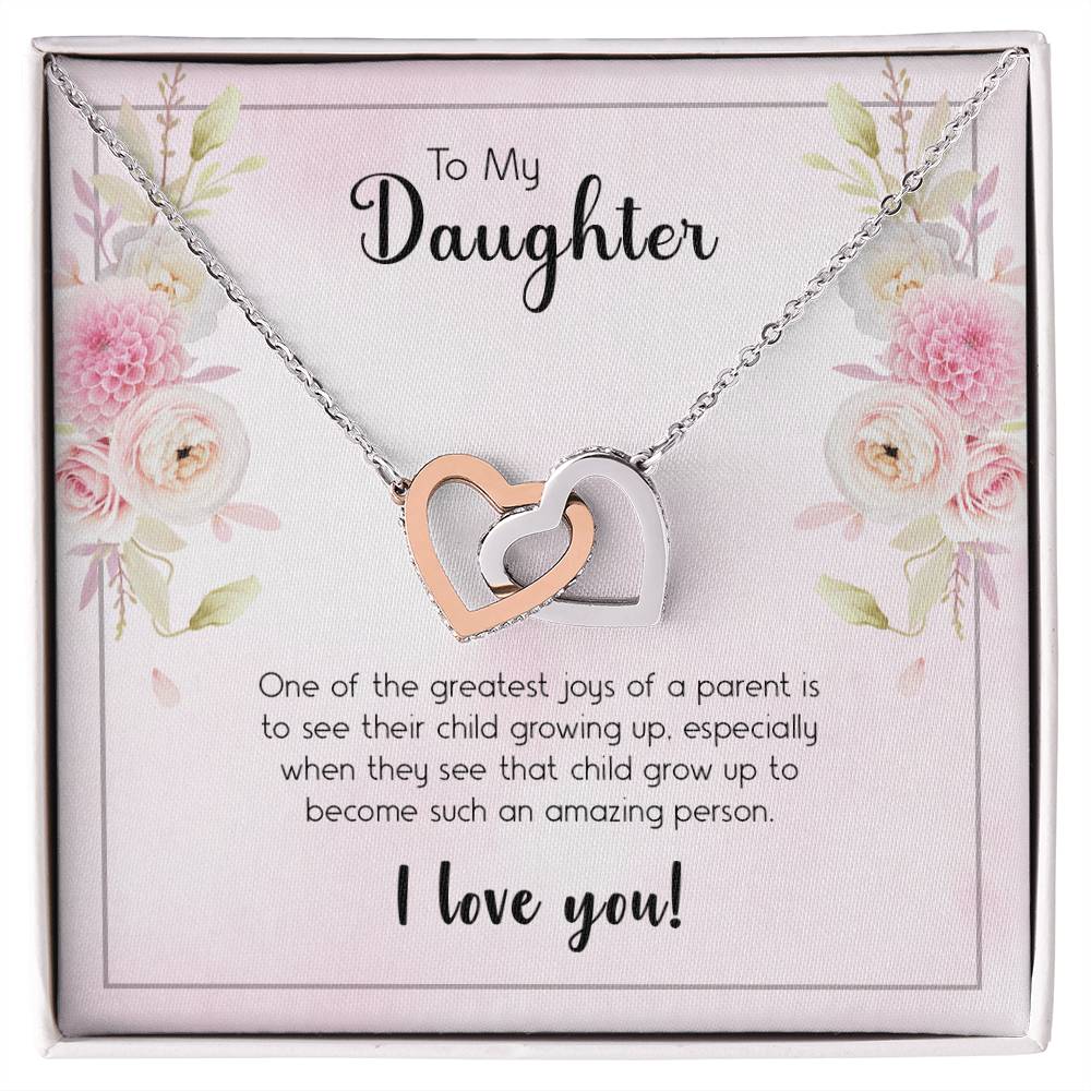 A Daughter Is The Greatest Joy Necklace Interlocking Hearts Necklace