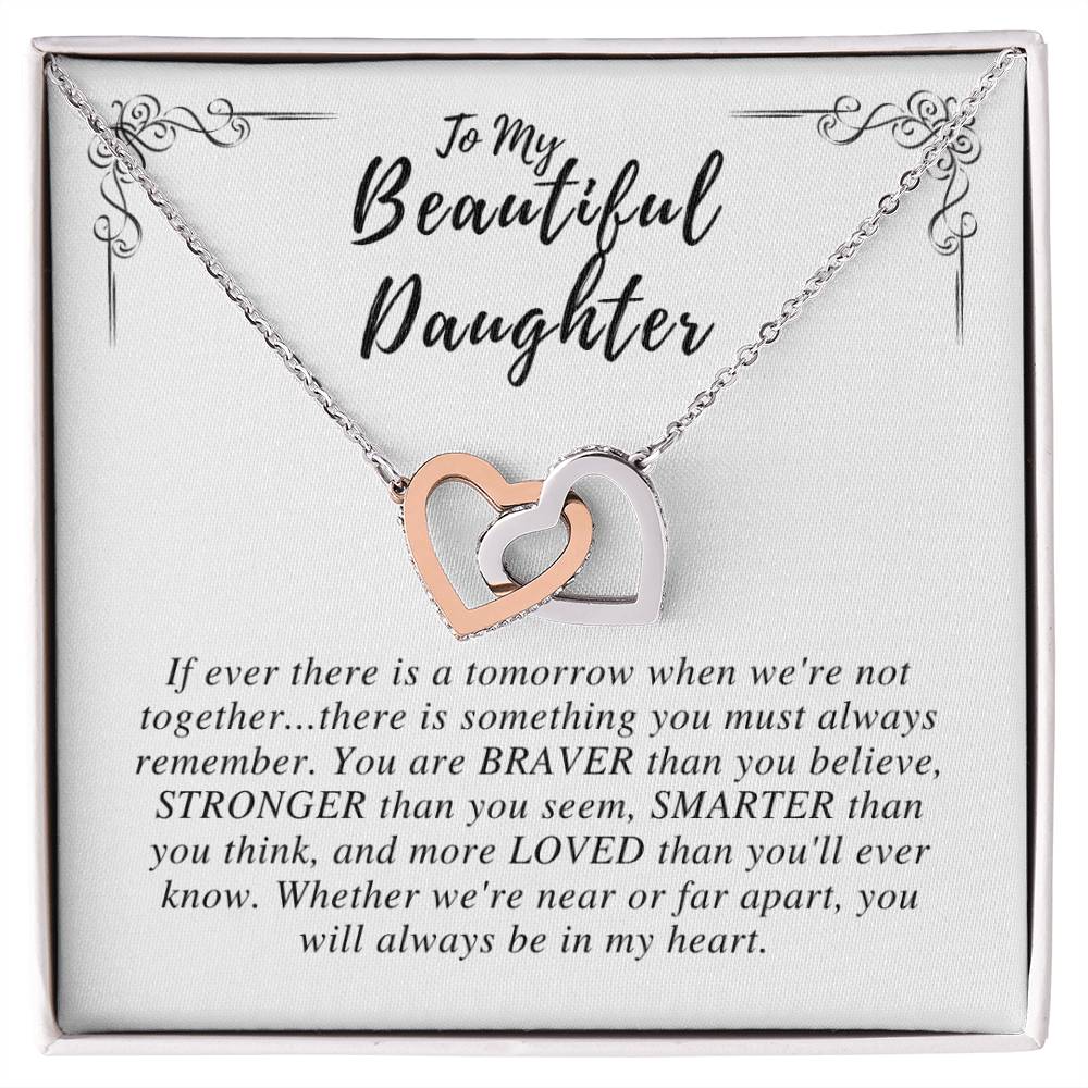 To My Beautiful Daughter - Interlocking Heart Necklace Interlocking Hearts Necklace