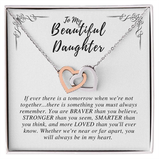 To My Beautiful Daughter - Interlocking Heart Necklace Interlocking Hearts Necklace