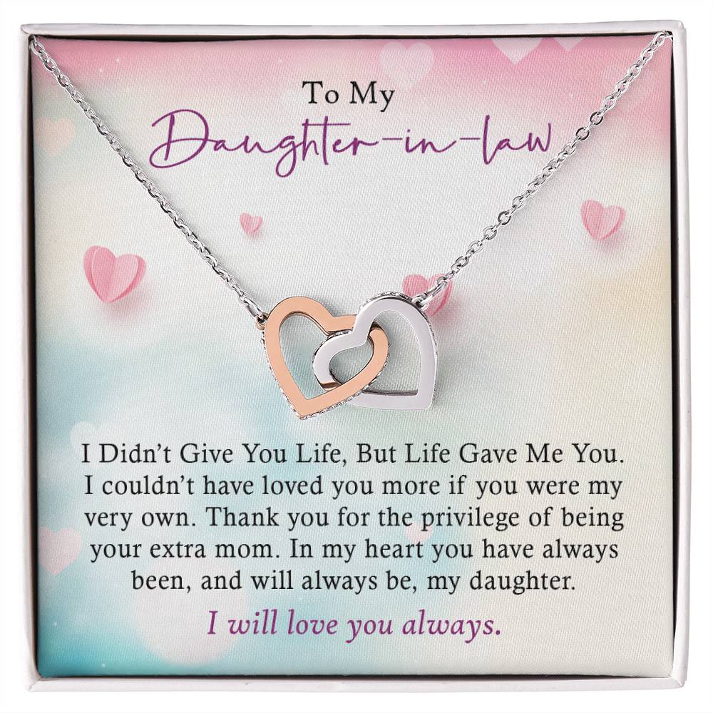 To My Daughter-In-Law - I Will Love You Always - Necklace Interlocking Hearts Necklace