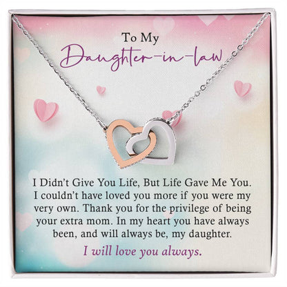To My Daughter-In-Law - I Will Love You Always - Necklace Interlocking Hearts Necklace