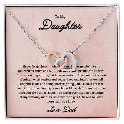 To My Daughter Joy & Peace From Dad Interlocked Hearts Necklace Interlocking Hearts Necklace