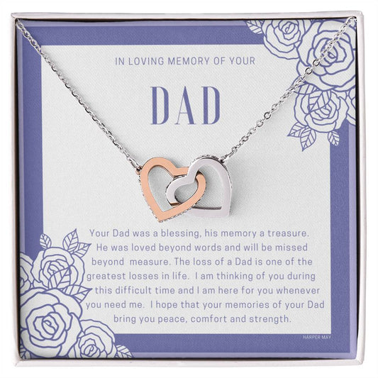Loss Of Dad Interlocking Hearts Necklace