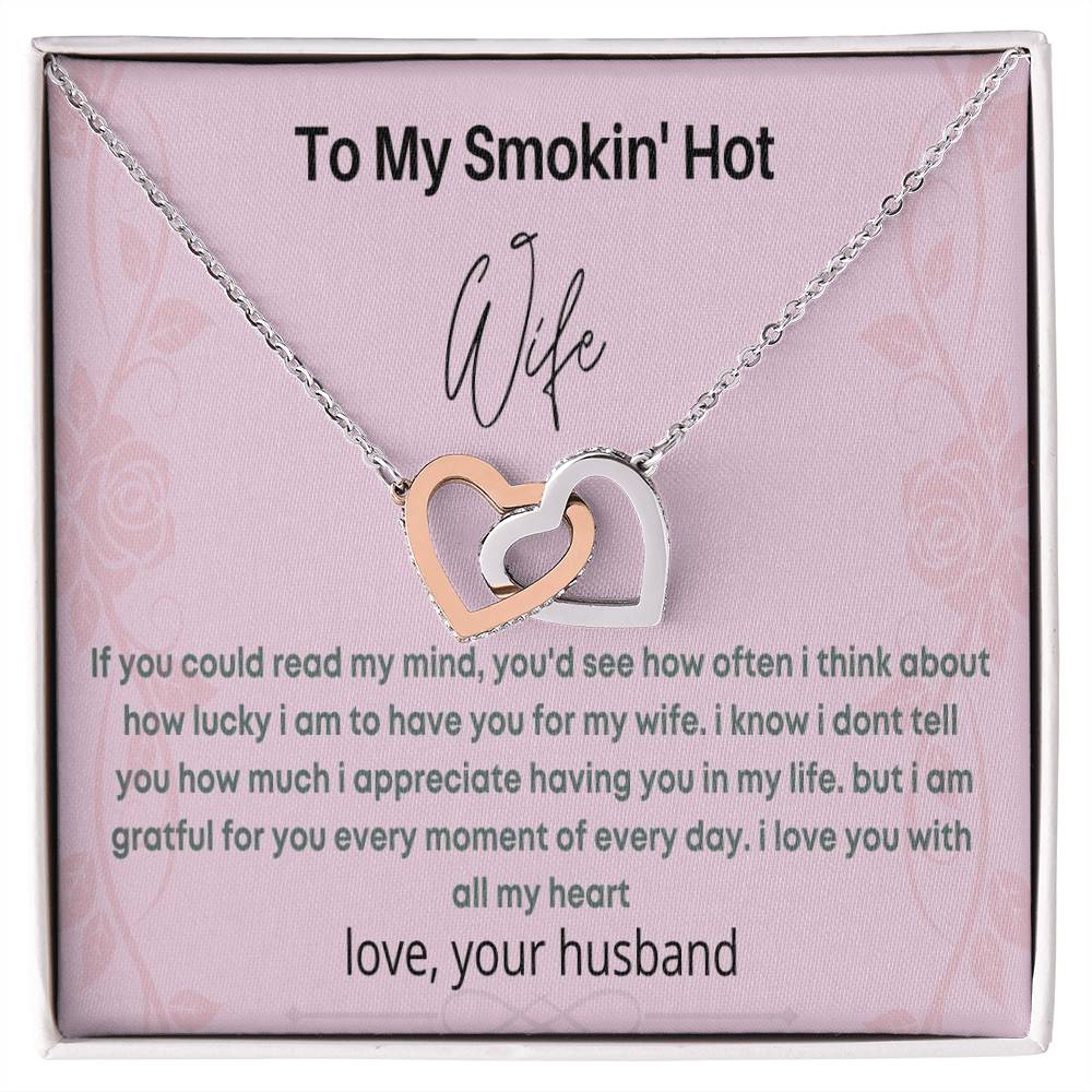 To My Hot Wife Interlocking Hearts Necklace