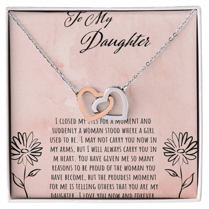 To My Daughter I Close My Eyes For A Moment Interlocking Hearts Necklace