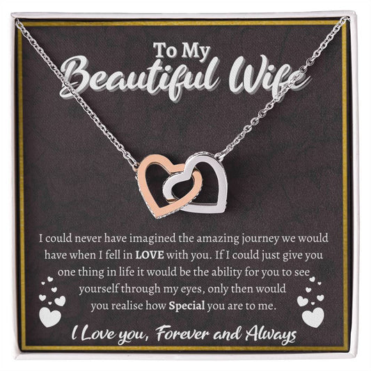 To My Beautiful Wife Interlocked Love Necklace Interlocking Hearts Necklace