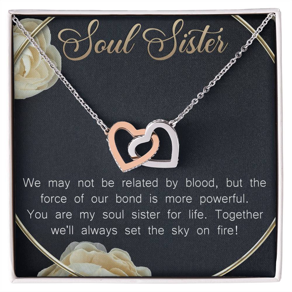 Soul Sister Interlocking Hearts Necklace Message Card