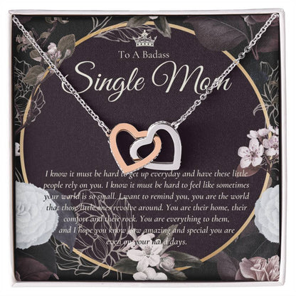 Single Mom Gift Mothers Day Gift Present For Single Mother Super Mom Necklace Gift For Single Mother Jewelry For Mom Interlocking Hearts Necklace