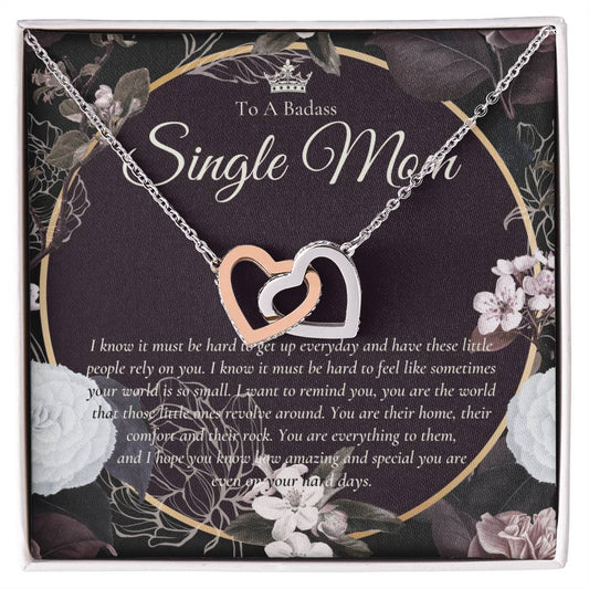 Single Mom Gift Mothers Day Gift Present For Single Mother Super Mom Necklace Gift For Single Mother Jewelry For Mom Interlocking Hearts Necklace