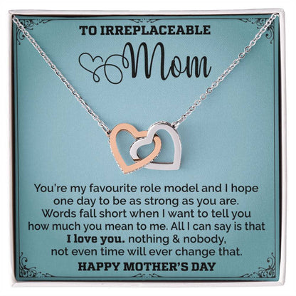 Mom Is My Favourite Role Modle - Interlocked Together Necklace - Mothers Day Interlocking Hearts Necklace