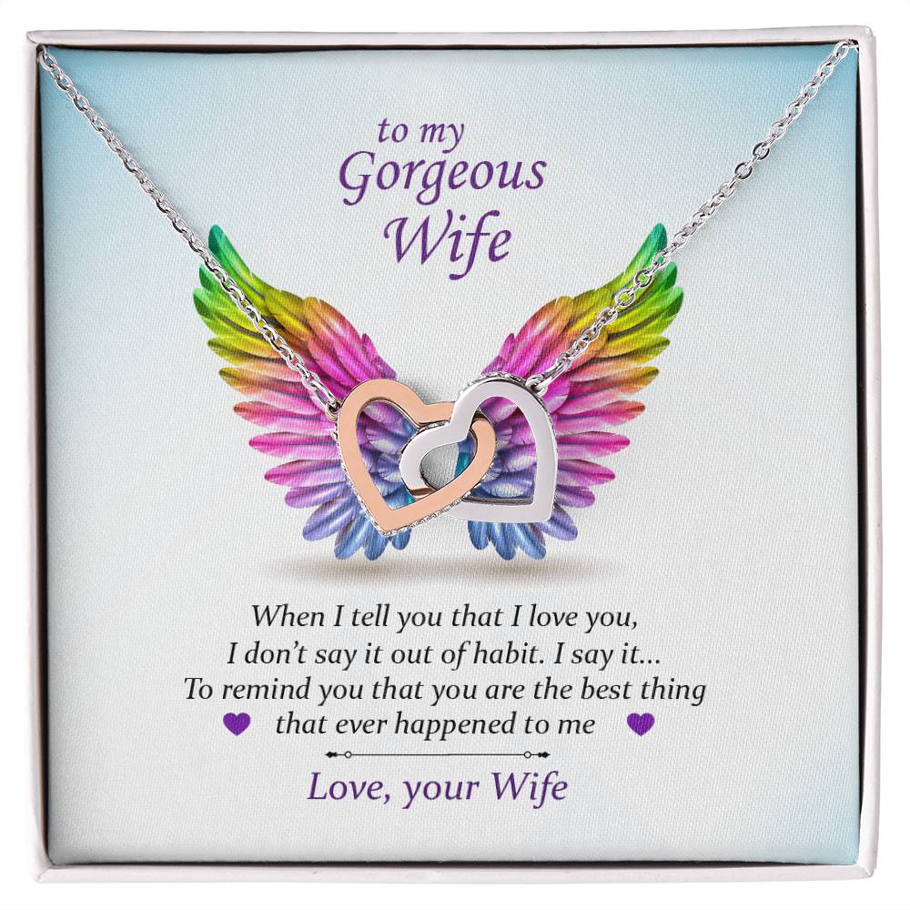 To My Gorgeous Wife ~Pride~ Interlocking Hearts Necklace