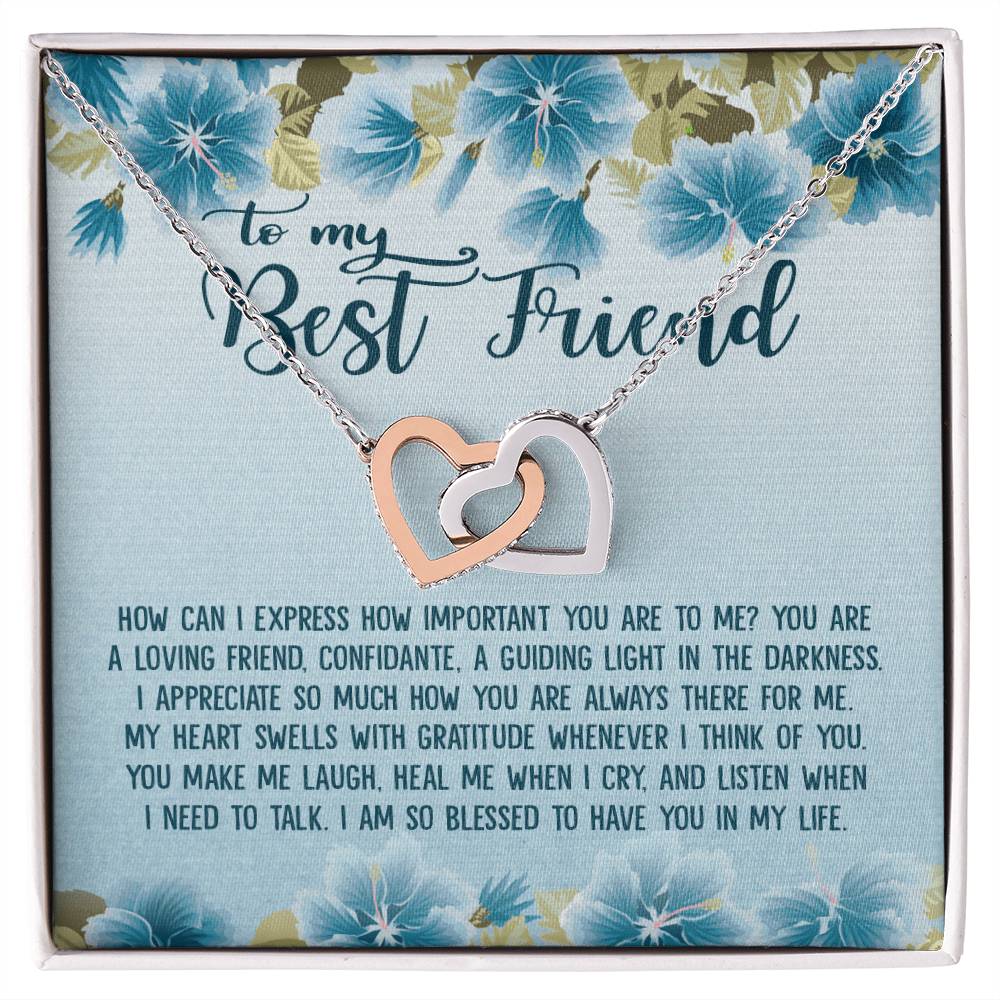 To My Best Friend Gift - Interlocking Heart Necklace Interlocking Hearts Necklace