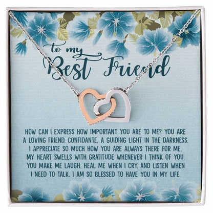 To My Best Friend Gift - Interlocking Heart Necklace Interlocking Hearts Necklace