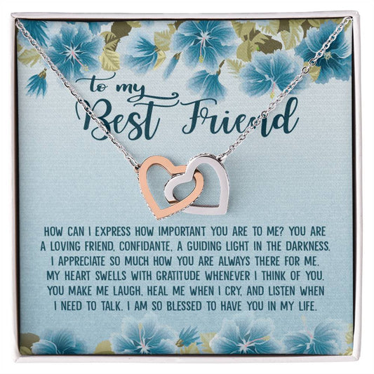 To My Best Friend Gift - Interlocking Heart Necklace Interlocking Hearts Necklace