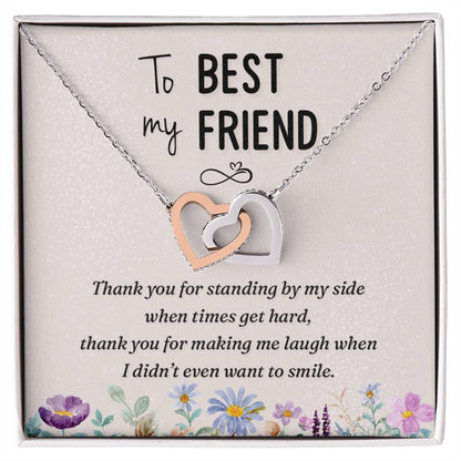 To My Best Friend-Thank You Interlocking Hearts Necklace