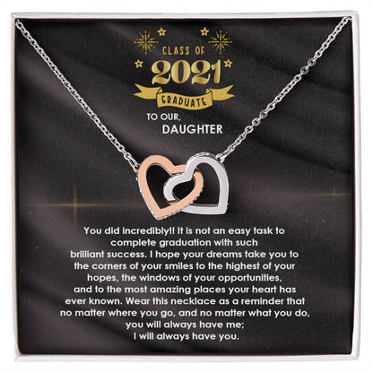 Interlocked Never-Ending Love Necklace For Incredible Graduate Daughter Interlocking Hearts Necklace