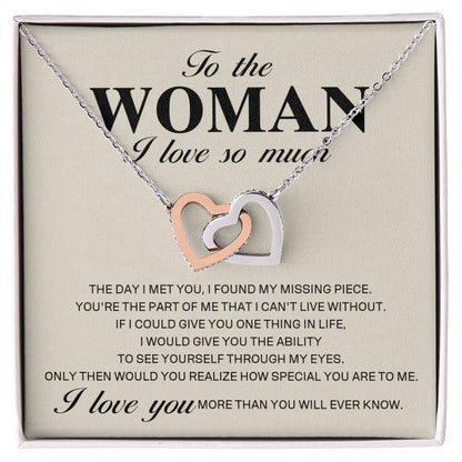 To The Woman I Love So Much - Interlocking Heart Necklace Interlocking Hearts Necklace