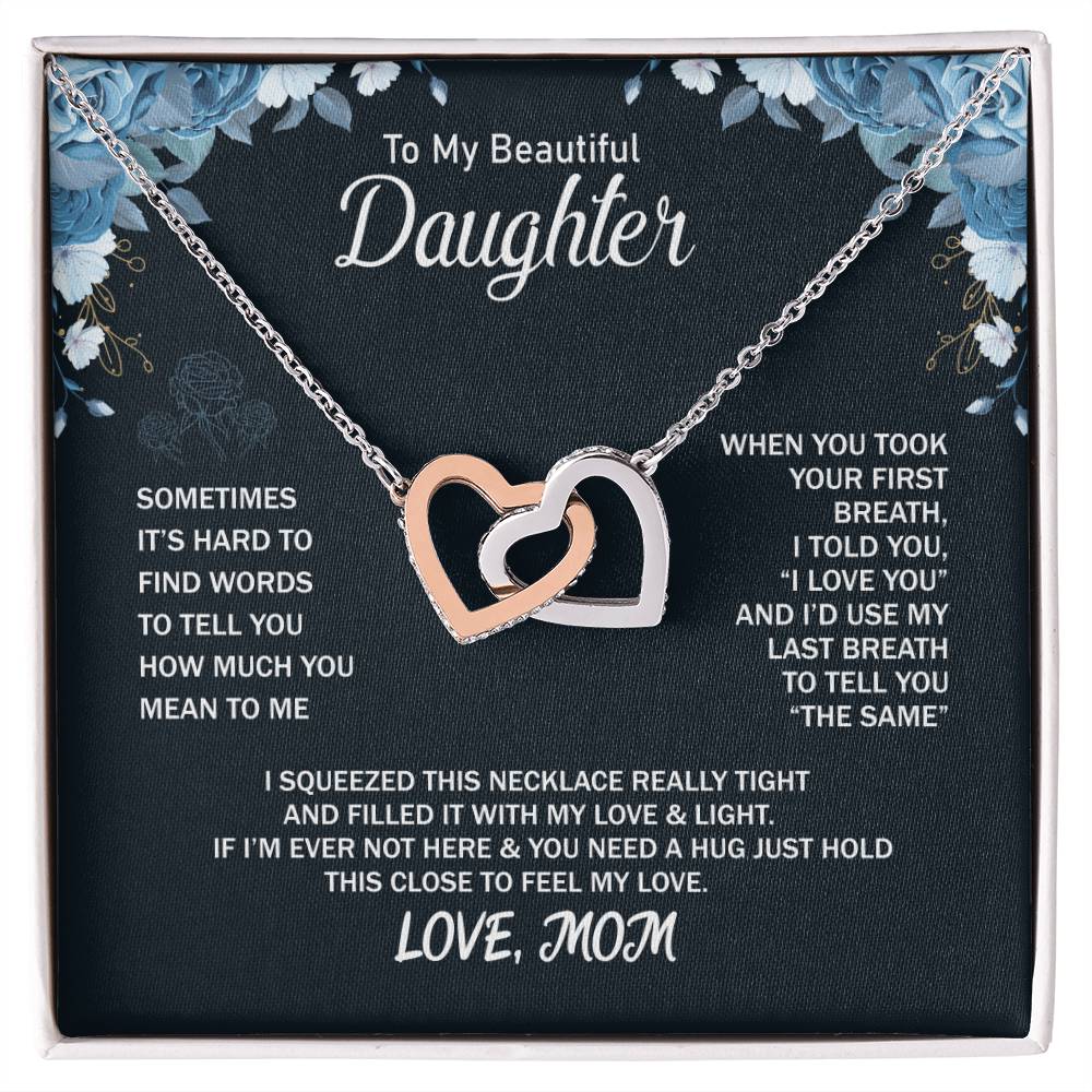 To My Daughter From Mom Interlocking Hearts Necklace Mother To Daughter Gift Birthday Gift To Daughter From Mom Daughter Necklace