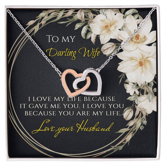 To My Darling Wife - Interlocking Hearts Interlocking Hearts Necklace