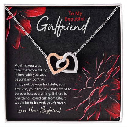 Romantic Necklace Gift With Custom Message Card Interlocking Hearts Necklace