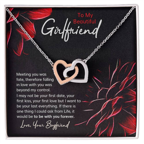 Romantic Necklace Gift With Custom Message Card Interlocking Hearts Necklace