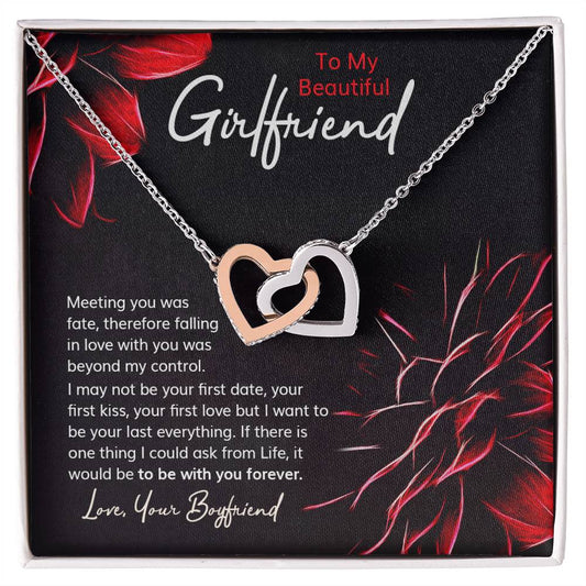 Romantic Necklace Gift With Custom Message Card Interlocking Hearts Necklace