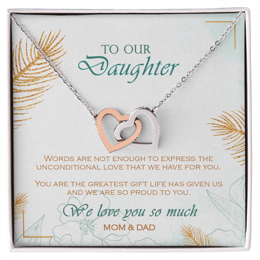 Interlocking Heart Necklace To Your Daughter – From Mom & Dad With Love – Jewelry Gift B1D9T5 Interlocking Hearts Necklace