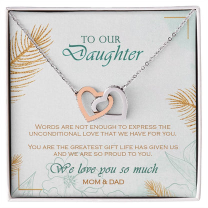 Interlocking Heart Necklace To Your Daughter – From Mom & Dad With Love – Jewelry Gift B1D9T5 Interlocking Hearts Necklace