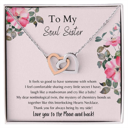 To My Soul Sister Interlocking Hearts Necklace