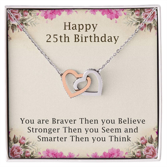 25Th-Birthday Gifts For Girls 25Th Birthday Necklace 25Th Birthday Gift Girl. Gift For Sister Best Friend Interlocking Hearts Necklace