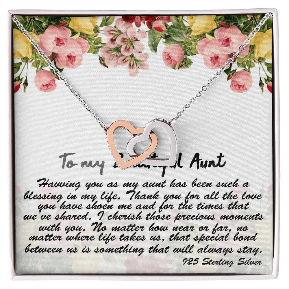 To My Beautiful Aunt Gift Necklace With Thoughtful Card Aunt Necklace Aunt Jewelry Aunt Appreciation Birthday Gift For Aunt Auntie Gift Interlocking Hearts Necklace
