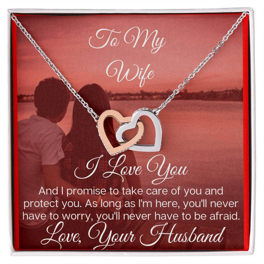 To My Lovely Wife - The Beautiful Interlocking Hearts Necklace