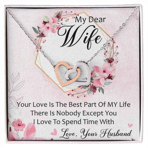 My Dear Wife Interlocking Hearts Necklace Message Card