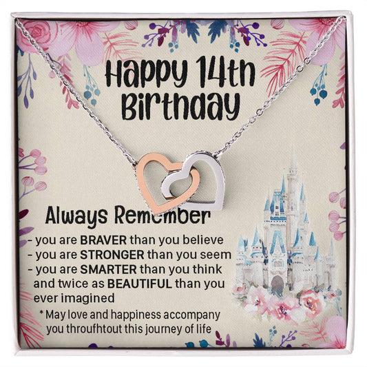 Happy 14Th Birthday Gift For Daughter Gift For 14 Years Old Birthday Teen Girl Daughter Necklace Gift Interlocking Hearts Necklace