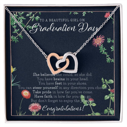 Graduation Gift Necklace For Daughter College Graduation Gift For Her High School Senior Graduation Mba Phd Master Class Of Interlocking Hearts Necklace