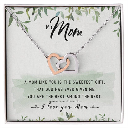My Mom Interlocking Hearts Necklace Message Card