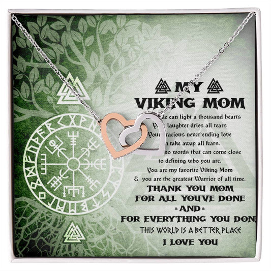 My Viking Mom Necklace - Viking Mother Gift - Mother'S Day Gift Interlocking Hearts Necklace