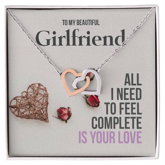 Romantic Girlfriend Necklace Gift - To My Girlfriend Interlocking Hearts Necklace
