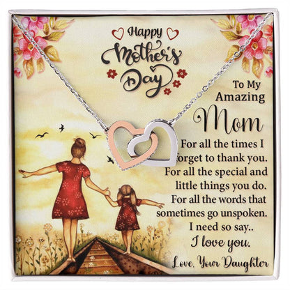 Happy Mother'S Day 2021 - Mother'S Day Gift 2021 - Necklace Gift From Mom Interlocking Hearts Necklace