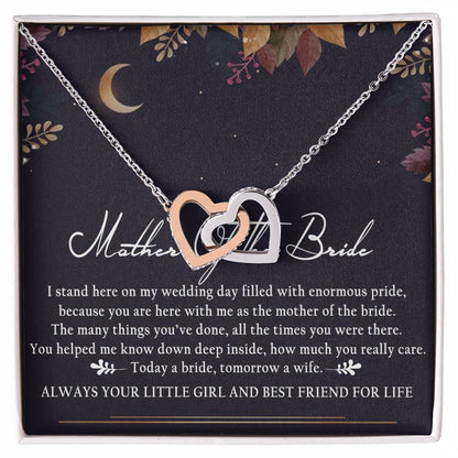Mother Of The Bride Interlocking Hearts Necklace Message Card