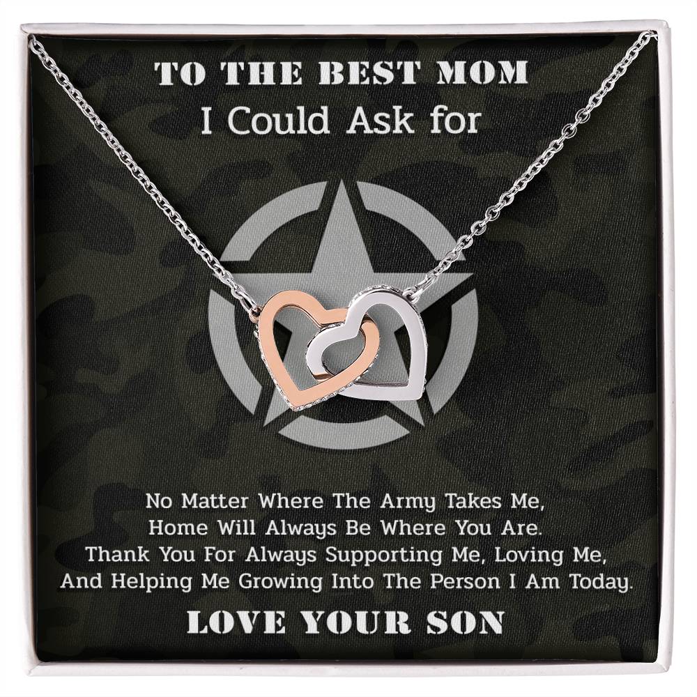 The Best Army Mom - Interlocked Necklace Interlocking Hearts Necklace