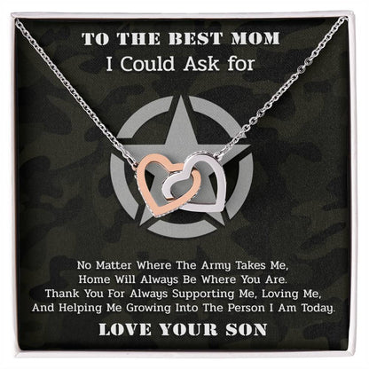 The Best Army Mom - Interlocked Necklace Interlocking Hearts Necklace