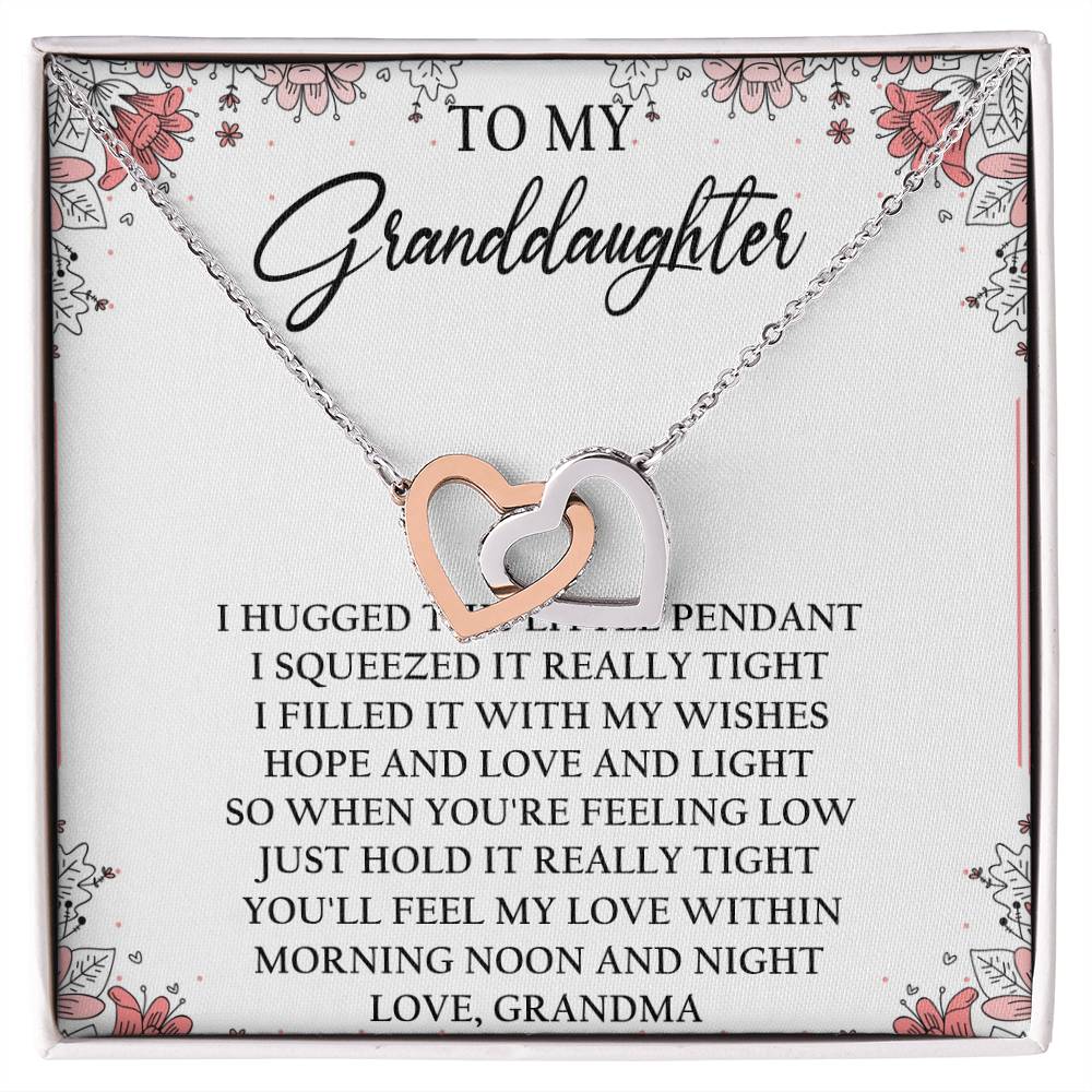 To My Granddaughter Interlocking Hearts Necklace Message Card