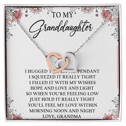 To My Granddaughter Interlocking Hearts Necklace Message Card