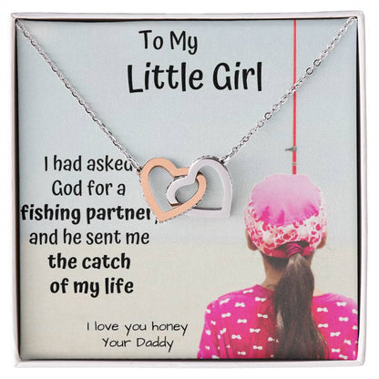 To My Little Girl Interlocking Heart Necklace With Message Card Interlocking Hearts Necklace