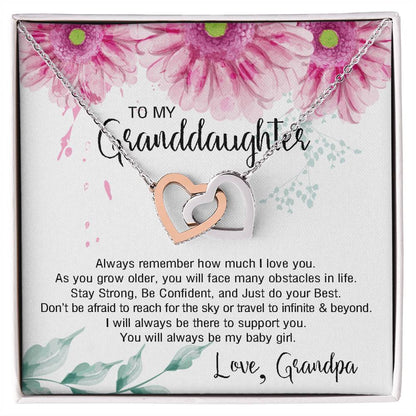 To My Granddaughter From Grandpa - You Will Always Be My Baby Girl Interlocking Hearts Necklace