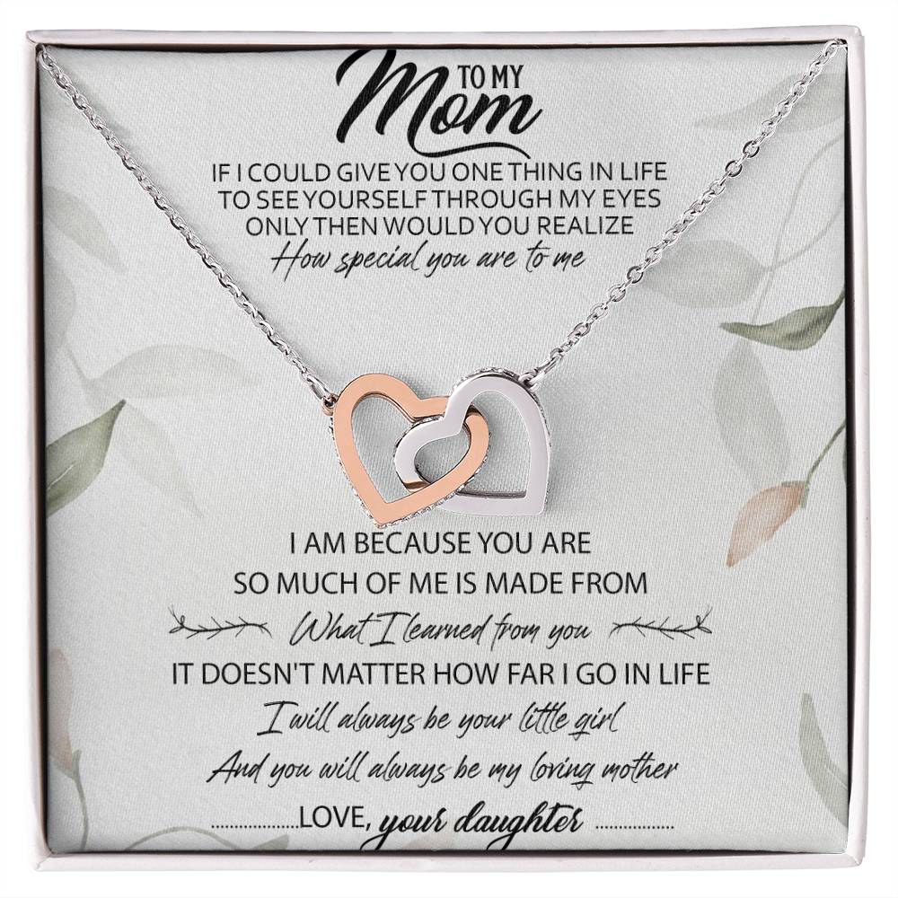 To My Mom Interlocking Hearts Necklace Message Card
